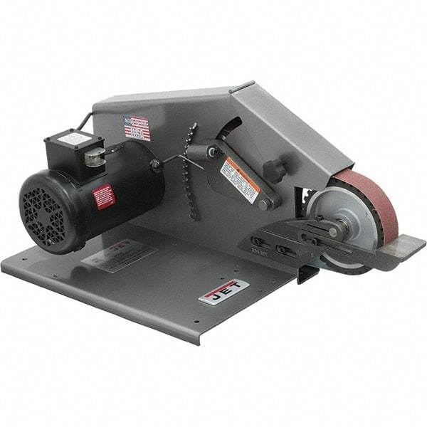 Jet - 72 Inch Long x 2 Inch Wide Belt Grinder - 1 hp, 115/230 Volts, 1750 RPM Disc Speed, Horizontal Belt, 4,600 Ft. per Min Belt Speed - Industrial Tool & Supply