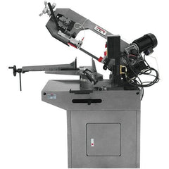 Jet - 8-3/4 x 7" Max Capacity, Manual Geared Head Horizontal Bandsaw - 157 to 314 SFPM Blade Speed, 230 Volts, 45 & 60°, 1.5 hp, 3 Phase - Industrial Tool & Supply