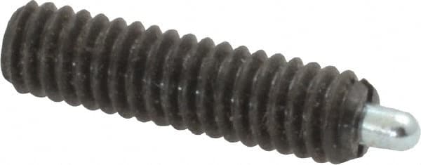 Vlier - 8-32, 5/8" Thread Length, 3/32" Plunger Projection, Steel Threaded Spring Plunger - Industrial Tool & Supply