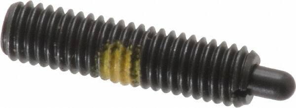 Vlier - 10-32, 3/4" Thread Length, 1/8" Plunger Projection, Steel Threaded Spring Plunger - 0.091 - 0.092" Max Plunger Diam, 3/4" Plunger Length, 2.9 Lb Init End Force, 11.1 Lb Final End Force - Industrial Tool & Supply