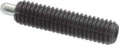 Vlier - 10-32, 3/4" Thread Length, 1/8" Plunger Projection, Steel Threaded Spring Plunger - 0.091 - 0.092" Max Plunger Diam, 3/4" Plunger Length, 1.3 Lb Init End Force, 2.7 Lb Final End Force - Industrial Tool & Supply