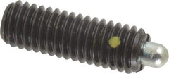 Vlier - 3/8-16, 1-1/8" Thread Length, 3/16" Plunger Projection, Steel Threaded Spring Plunger - 0.186 - 3/16" Max Plunger Diam, 1-1/8" Plunger Length, 2.8 Lb Init End Force, 7.2 Lb Final End Force - Industrial Tool & Supply