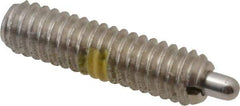 Vlier - 8-32, 5/8" Thread Length, 3/32" Plunger Projection, Stainless Steel Threaded Spring Plunger - 0.069 - 0.07" Max Plunger Diam, 5/8" Plunger Length, 0.7 Lb Init End Force, 2.3 Lb Final End Force - Industrial Tool & Supply