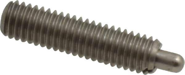 Vlier - 10-32, 3/4" Thread Length, 1/8" Plunger Projection, Stainless Steel Threaded Spring Plunger - 0.091 - 0.092" Max Plunger Diam, 3/4" Plunger Length, 2.9 Lb Init End Force, 11.1 Lb Final End Force - Industrial Tool & Supply