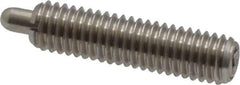 Vlier - 10-32, 3/4" Thread Length, 1/8" Plunger Projection, Stainless Steel Threaded Spring Plunger - 0.091 - 0.092" Max Plunger Diam, 3/4" Plunger Length, 1.3 Lb Init End Force, 2.7 Lb Final End Force - Industrial Tool & Supply