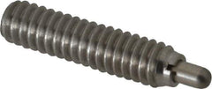 Vlier - 1/4-20, 1" Thread Length, 3/16" Plunger Projection, Stainless Steel Threaded Spring Plunger - 0.117 - 0.118" Max Plunger Diam, 1" Plunger Length, 3 Lb Init End Force, 13 Lb Final End Force - Industrial Tool & Supply
