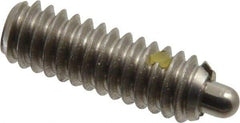 Vlier - 1/4-20, 3/4" Thread Length, 1/8" Plunger Projection, Stainless Steel Threaded Spring Plunger - 0.117 - 0.118" Max Plunger Diam, 3/4" Plunger Length, 2 Lb Init End Force, 9 Lb Final End Force - Industrial Tool & Supply