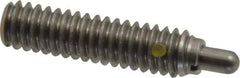 Vlier - 1/4-20, 1" Thread Length, 3/16" Plunger Projection, Stainless Steel Threaded Spring Plunger - 0.117 - 0.118" Max Plunger Diam, 1" Plunger Length, 3 Lb Init End Force, 13 Lb Final End Force - Industrial Tool & Supply