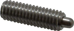 Vlier - 3/8-16, 1-1/8" Thread Length, 3/16" Plunger Projection, Stainless Steel Threaded Spring Plunger - 0.186 - 3/16" Max Plunger Diam, 1-1/8" Plunger Length, 5.5 Lb Init End Force, 14.5 Lb Final End Force - Industrial Tool & Supply