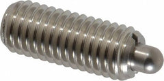 Vlier - 1/2-13, 1-1/4" Thread Length, 1/4" Plunger Projection, Stainless Steel Threaded Spring Plunger - 0.247 - 1/4" Max Plunger Diam, 1-1/4" Plunger Length, 2.7 Lb Init End Force, 9.3 Lb Final End Force - Industrial Tool & Supply