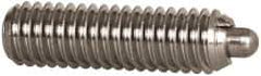 Vlier - M6 x 1.0, 0.787" Thread Length, 0.098" Plunger Projection, Stainless Steel Threaded Spring Plunger - 0.106" Max Plunger Diam, 0.787" Plunger Length, 4.05 Lb Init End Force, 11.24 Lb Final End Force - Industrial Tool & Supply