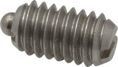 Vlier - 5/16-18, 9/16" Thread Length, 1/12" Plunger Projection, Stainless Steel Threaded Spring Plunger - 0.135" Max Plunger Diam, 0.562" Plunger Length, 3.75 Lb Init End Force, 15.5 Lb Final End Force - Industrial Tool & Supply