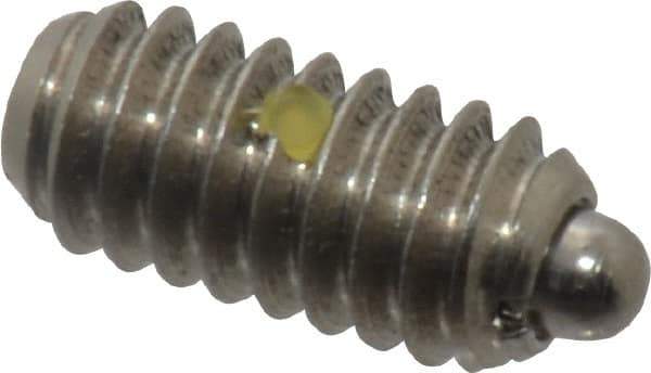 Vlier - 1/4-20, 17/32" Thread Length, 0.078" Plunger Projection, Stainless Steel Threaded Spring Plunger - 0.119" Max Plunger Diam, 0.531" Plunger Length, 1 Lb Init End Force, 3.5 Lb Final End Force - Industrial Tool & Supply