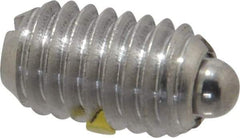 Vlier - 3/8-16, 5/8" Thread Length, 0.11" Plunger Projection, Stainless Steel Threaded Spring Plunger - 0.186" Max Plunger Diam, 0.625" Plunger Length, 1.5 Lb Init End Force, 5 Lb Final End Force - Industrial Tool & Supply