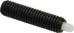 Vlier - 10-32, 3/4" Thread Length, 1/8" Plunger Projection, Steel Threaded Spring Plunger - 0.09 - 0.092" Max Plunger Diam, 3/4" Plunger Length, 1.3 Lb Init End Force, 2.7 Lb Final End Force - Industrial Tool & Supply