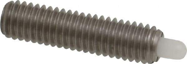 Vlier - 10-32, 3/4" Thread Length, 1/8" Plunger Projection, Stainless Steel Threaded Spring Plunger - 0.09 - 0.092" Max Plunger Diam, 3/4" Plunger Length, 2.9 Lb Init End Force, 11.1 Lb Final End Force - Industrial Tool & Supply