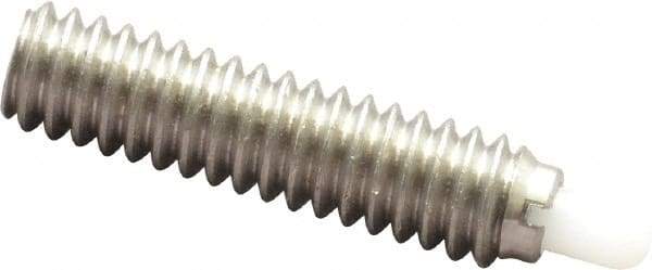 Vlier - 1/4-20, 1" Thread Length, 3/16" Plunger Projection, Stainless Steel Threaded Spring Plunger - 0.116 - 0.118" Max Plunger Diam, 1" Plunger Length, 3 Lb Init End Force, 13 Lb Final End Force - Industrial Tool & Supply
