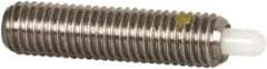 Vlier - 1/4-28, 1" Thread Length, 3/16" Plunger Projection, Stainless Steel Threaded Spring Plunger - 0.116 - 0.118" Max Plunger Diam, 1" Plunger Length, 3 Lb Init End Force, 13 Lb Final End Force - Industrial Tool & Supply