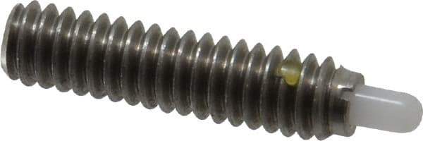 Vlier - 1/4-20, 1" Thread Length, 3/16" Plunger Projection, Stainless Steel Threaded Spring Plunger - 0.116 - 0.118" Max Plunger Diam, 1" Plunger Length, 3 Lb Init End Force, 13 Lb Final End Force - Industrial Tool & Supply
