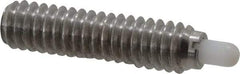 Vlier - 1/4-20, 1" Thread Length, 3/16" Plunger Projection, Stainless Steel Threaded Spring Plunger - 0.116 - 0.118" Max Plunger Diam, 1" Plunger Length, 1 Lb Init End Force, 4 Lb Final End Force - Industrial Tool & Supply