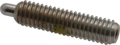 Vlier - 10-32, 3/4" Thread Length, 1/8" Plunger Projection, Stainless Steel Threaded Spring Plunger - 0.091 - 0.092" Max Plunger Diam, 3/4" Plunger Length, 2.9 Lb Init End Force, 11.1 Lb Final End Force, 0.063" Hex - Industrial Tool & Supply