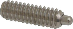 Vlier - 1/4-20, 3/4" Thread Length, 1/8" Plunger Projection, Stainless Steel Threaded Spring Plunger - 0.117 - 0.118" Max Plunger Diam, 3/4" Plunger Length, 2 Lb Init End Force, 9 Lb Final End Force, 0.079" Hex - Industrial Tool & Supply