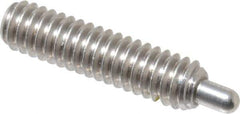 Vlier - 1/4-20, 1" Thread Length, 3/16" Plunger Projection, Stainless Steel Threaded Spring Plunger - 0.117 - 0.118" Max Plunger Diam, 1" Plunger Length, 3 Lb Init End Force, 13 Lb Final End Force, 0.079" Hex - Industrial Tool & Supply