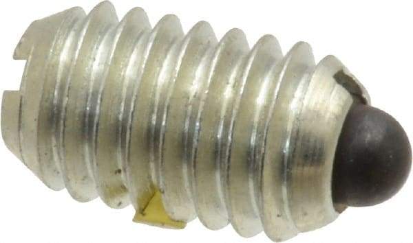 Vlier - 3/8-16, 5/8" Thread Length, 0.11" Plunger Projection, Steel Threaded Spring Plunger - 0.186" Max Plunger Diam, 0.625" Plunger Length, 4.5 Lb Init End Force, 18.5 Lb Final End Force - Industrial Tool & Supply