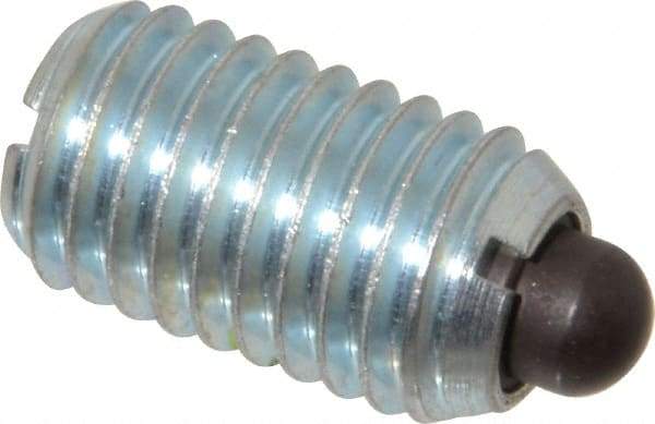 Vlier - 5/8-11, 1-1/16" Thread Length, 0.215" Plunger Projection, Steel Threaded Spring Plunger - 0.31" Max Plunger Diam, 1.062" Plunger Length, 7 Lb Init End Force, 50 Lb Final End Force - Industrial Tool & Supply