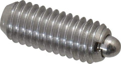 Vlier - 10-32, 0.468" Thread Length, 0.065" Plunger Projection, Stainless Steel Threaded Spring Plunger - 0.093" Max Plunger Diam, 0.468" Plunger Length, 1.75 Lb Init End Force, 6.25 Lb Final End Force - Industrial Tool & Supply