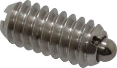 Vlier - 1/4-20, 17/32" Thread Length, 0.078" Plunger Projection, Stainless Steel Threaded Spring Plunger - 0.119" Max Plunger Diam, 0.531" Plunger Length, 3 Lb Init End Force, 10.5 Lb Final End Force - Industrial Tool & Supply