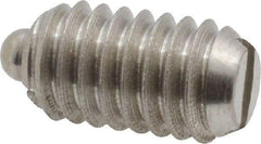 Vlier - 5/16-18, 9/16" Thread Length, 1/12" Plunger Projection, Stainless Steel Threaded Spring Plunger - 0.135" Max Plunger Diam, 0.562" Plunger Length, 3.75 Lb Init End Force, 15.5 Lb Final End Force - Industrial Tool & Supply