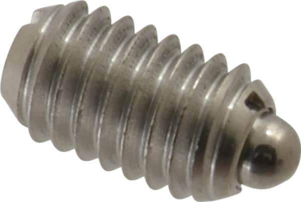 Vlier - 3/8-16, 5/8" Thread Length, 0.11" Plunger Projection, Stainless Steel Threaded Spring Plunger - 0.186" Max Plunger Diam, 0.625" Plunger Length, 4.5 Lb Init End Force, 18.5 Lb Final End Force - Industrial Tool & Supply