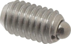 Vlier - 3/8-16, 5/8" Thread Length, 0.11" Plunger Projection, Stainless Steel Threaded Spring Plunger - 0.186" Max Plunger Diam, 0.625" Plunger Length, 1.5 Lb Init End Force, 5 Lb Final End Force - Industrial Tool & Supply