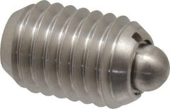 Vlier - 1/2-13, 3/4" Thread Length, 0.151" Plunger Projection, Stainless Steel Threaded Spring Plunger - 1/4" Max Plunger Diam, 0.75" Plunger Length, 5 Lb Init End Force, 28 Lb Final End Force - Industrial Tool & Supply