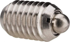 Vlier - 1/2-13, 3/4" Thread Length, 0.151" Plunger Projection, Stainless Steel Threaded Spring Plunger - 1/4" Max Plunger Diam, 0.75" Plunger Length, 1.75 Lb Init End Force, 5.5 Lb Final End Force - Industrial Tool & Supply