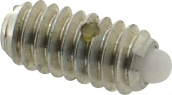 Vlier - 1/4-20, 17/32" Thread Length, 0.078" Plunger Projection, Steel Threaded Spring Plunger - 0.119" Max Plunger Diam, 0.531" Plunger Length, 3 Lb Init End Force, 10.5 Lb Final End Force - Industrial Tool & Supply