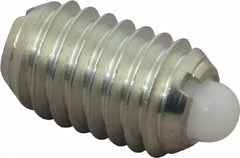 Vlier - 3/8-16, 5/8" Thread Length, 0.11" Plunger Projection, Steel Threaded Spring Plunger - 0.186" Max Plunger Diam, 0.625" Plunger Length, 4.5 Lb Init End Force, 18.5 Lb Final End Force - Industrial Tool & Supply