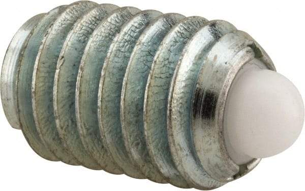 Vlier - 1/2-13, 3/4" Thread Length, 0.151" Plunger Projection, Steel Threaded Spring Plunger - 1/4" Max Plunger Diam, 0.75" Plunger Length, 5 Lb Init End Force, 28 Lb Final End Force - Industrial Tool & Supply
