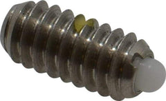 Vlier - 1/4-20, 17/32" Thread Length, 0.078" Plunger Projection, Stainless Steel Threaded Spring Plunger - 0.119" Max Plunger Diam, 0.531" Plunger Length, 3 Lb Init End Force, 10.5 Lb Final End Force - Industrial Tool & Supply