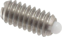 Vlier - 1/4-20, 17/32" Thread Length, 0.078" Plunger Projection, Stainless Steel Threaded Spring Plunger - 0.119" Max Plunger Diam, 0.531" Plunger Length, 1 Lb Init End Force, 3.5 Lb Final End Force - Industrial Tool & Supply