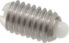 Vlier - 3/8-16, 5/8" Thread Length, 0.11" Plunger Projection, Stainless Steel Threaded Spring Plunger - 0.186" Max Plunger Diam, 0.625" Plunger Length, 4.5 Lb Init End Force, 18.5 Lb Final End Force - Industrial Tool & Supply
