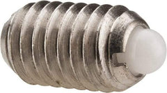 Vlier - 3/8-16, 5/8" Thread Length, 0.11" Plunger Projection, Stainless Steel Threaded Spring Plunger - 0.186" Max Plunger Diam, 0.625" Plunger Length, 1.5 Lb Init End Force, 5 Lb Final End Force - Industrial Tool & Supply