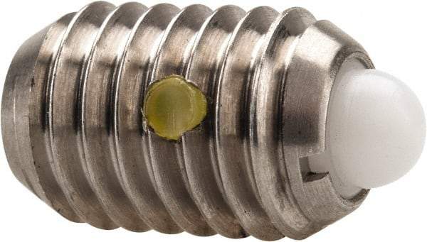 Vlier - 1/2-13, 3/4" Thread Length, 0.151" Plunger Projection, Stainless Steel Threaded Spring Plunger - 1/4" Max Plunger Diam, 0.75" Plunger Length, 5 Lb Init End Force, 28 Lb Final End Force - Industrial Tool & Supply