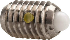 Vlier - 1/2-13, 3/4" Thread Length, 0.151" Plunger Projection, Stainless Steel Threaded Spring Plunger - 1/4" Max Plunger Diam, 0.75" Plunger Length, 5 Lb Init End Force, 28 Lb Final End Force - Industrial Tool & Supply