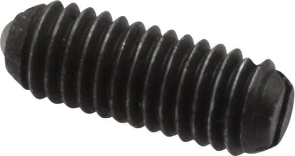 Vlier - 10-32, 0.094" Ball Diam, 0.513" Body Length, 0.025" Max Ball Reach, Threaded Ball Plunger - Steel Body, Steel Ball, 1.5 Lb Initial End Force, 3 Lb Final End Force, Locking Element - Industrial Tool & Supply