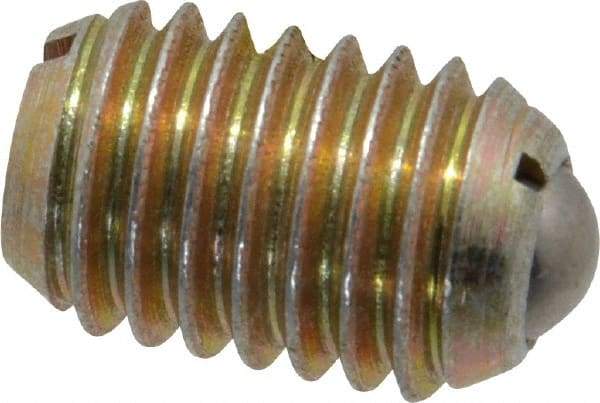 Vlier - 1/2-13, 0.281" Ball Diam, 0.75" Body Length, 0.072" Max Ball Reach, Threaded Ball Plunger - Steel Body, Steel Ball, 6 Lb Initial End Force, 30 Lb Final End Force, Locking Element - Industrial Tool & Supply