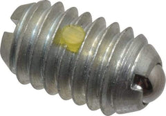 Vlier - 3/8-16, 0.188" Ball Diam, 0.625" Body Length, 0.048" Max Ball Reach, Threaded Ball Plunger - Steel Body, Steel Ball, 2.5 Lb Initial End Force, 5 Lb Final End Force, Locking Element - Industrial Tool & Supply