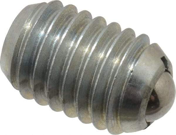 Vlier - 1/2-13, 0.281" Ball Diam, 0.75" Body Length, 0.072" Max Ball Reach, Threaded Ball Plunger - Steel Body, Steel Ball, 3 Lb Initial End Force, 6 Lb Final End Force - Industrial Tool & Supply