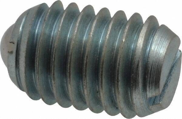 Vlier - 1/2-13, 0.281" Ball Diam, 0.75" Body Length, 0.072" Max Ball Reach, Threaded Ball Plunger - Steel Body, Steel Ball, 3 Lb Initial End Force, 6 Lb Final End Force, Locking Element - Industrial Tool & Supply